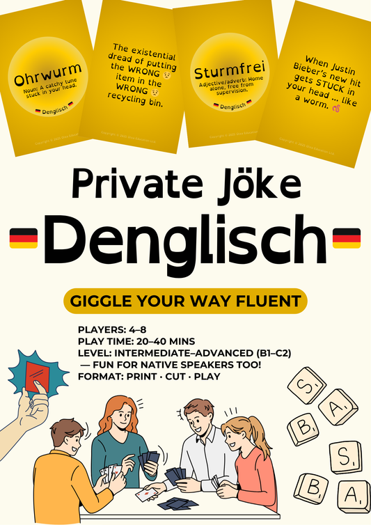 PRE-ORDER! Private Joke ® Denglisch: German Word Game