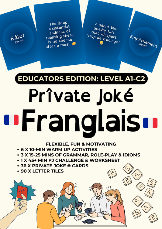 Educators Edition of Private Joke ® Franglais – French Word Game