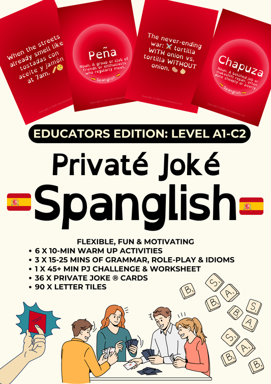 Educators Edition of Private Joke ® Spanglish – Spanish Word Game